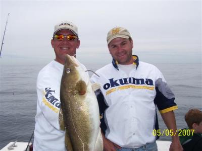 Okuma Bass Fisherman Joel St. Germain and Capt. Rich Antonino on the Black Rose